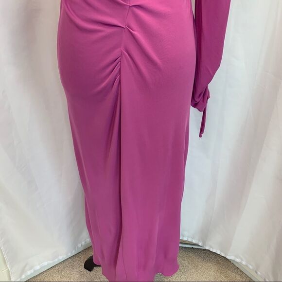 ZARA purple magenta Cinched Asymmetric One Sleeve Dress Sz M/L NWT - Picture 10 of 16